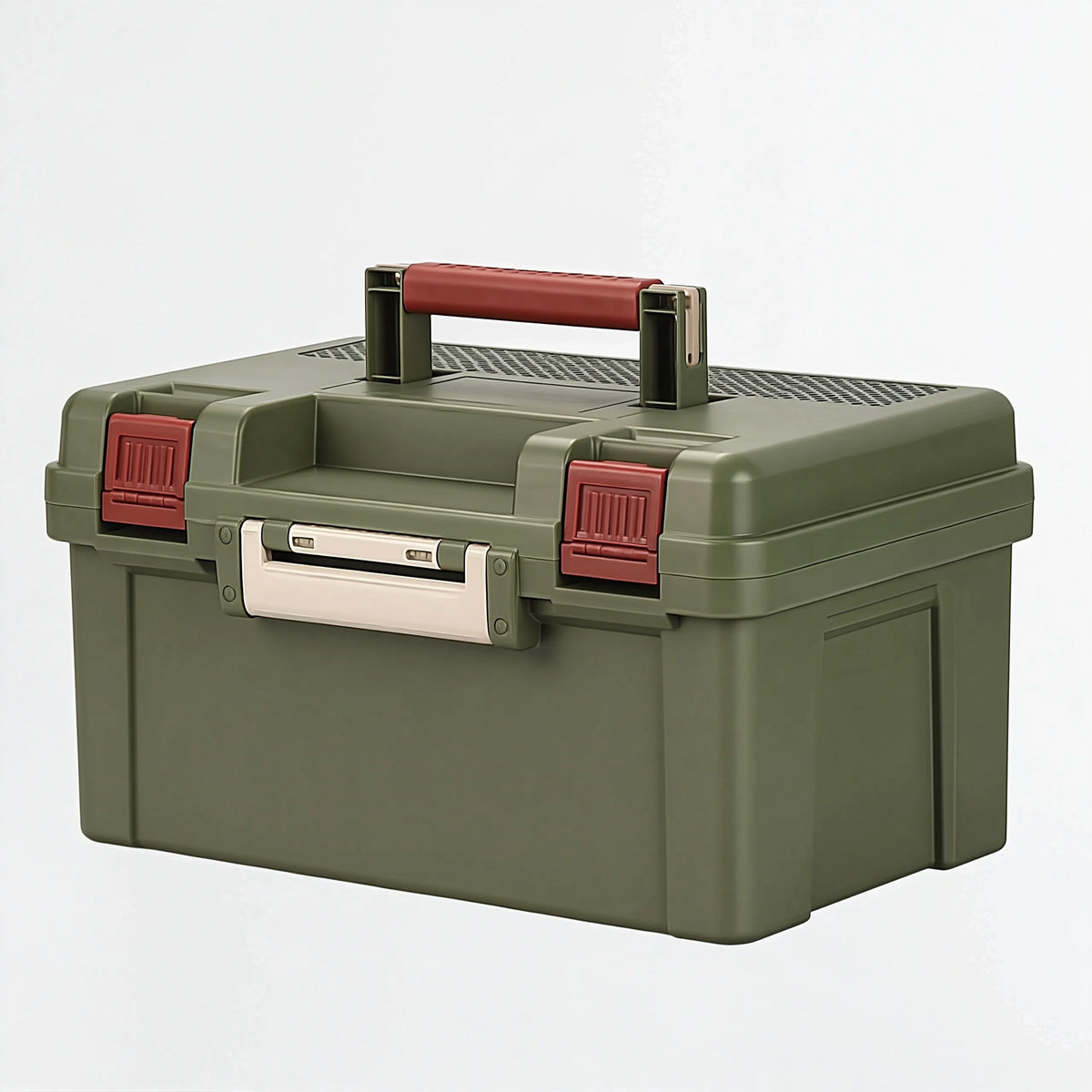 Mallette à outils 50 cm en plastique vert kaki avec poignée de transport