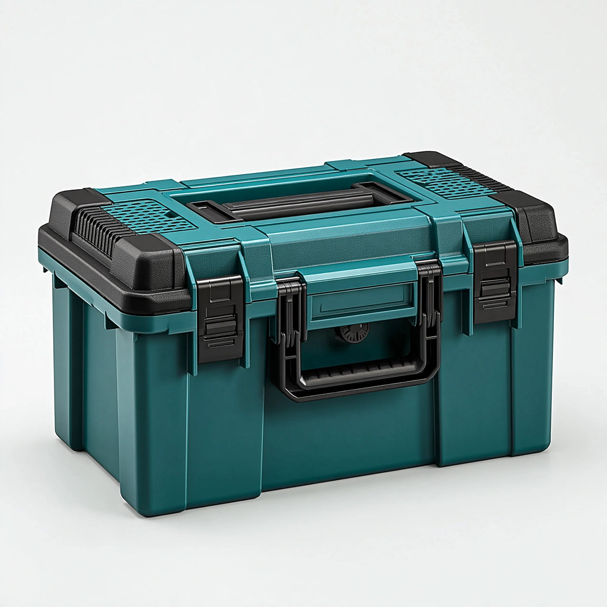 Coffre à outils 50 x 30 x 25 cm en plastique vert foncé noir portable à fermetures
