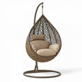Fauteuil suspendu 105 x 105 x 195 cm en résine tressée marron avec structure acier style bohème pour intérieur