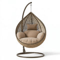 Fauteuil suspendu 115 x 105 x 195 cm en résine tressée brun avec support style bohème