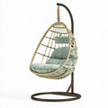 Fauteuil suspendu 95 x 95 x 195 cm en rotin beige avec structure en métal noir style bohème