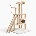 Arbre à chat 60 x 60 x 170 cm en bois beige avec griffoirs en sisal et rampe