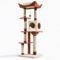 Arbre à chat 60 x 60 x 180 cm en sisal et tissu marron/beige avec niche et plateformes