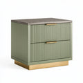 Table de chevet 50 x 40 x 55 cm en bois vert avec 2 tiroirs style contemporain
