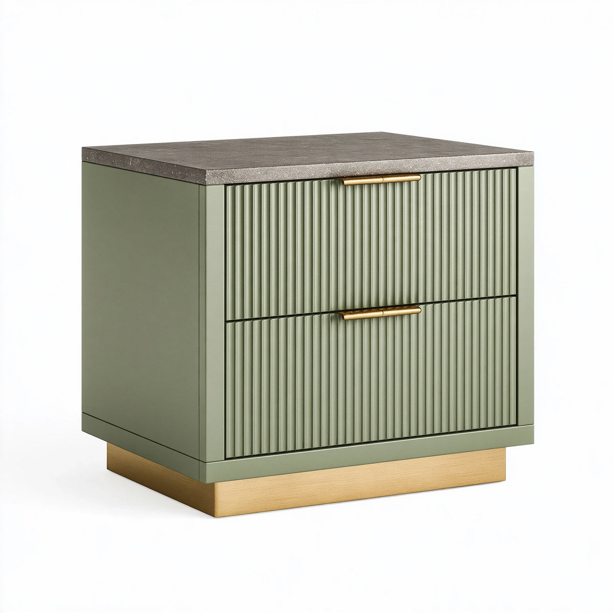 Table de chevet 50 x 40 x 55 cm en bois vert avec 2 tiroirs style contemporain