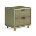 Table de chevet 50 x 40 x 60 cm en bois vert avec 2 tiroirs style contemporain
