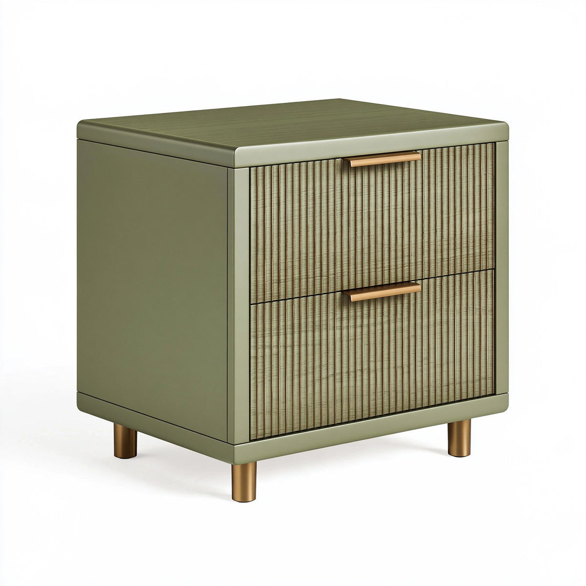 Table de chevet 50 x 40 x 60 cm en bois vert avec 2 tiroirs style contemporain