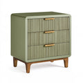 Table de chevet 60 x 40 x 65 cm en bois vert avec 3 tiroirs style contemporain