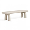Banc 120 x 40 x 45 cm en similicuir ivoire avec pieds en bois style contemporain