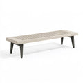 Banc de jardin 180 x 40 x 45 cm en béton beige et métal noir style contemporain