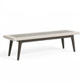 Banc 120 x 40 x 45 cm en bois et plastique blanc/marron à assise ajourée