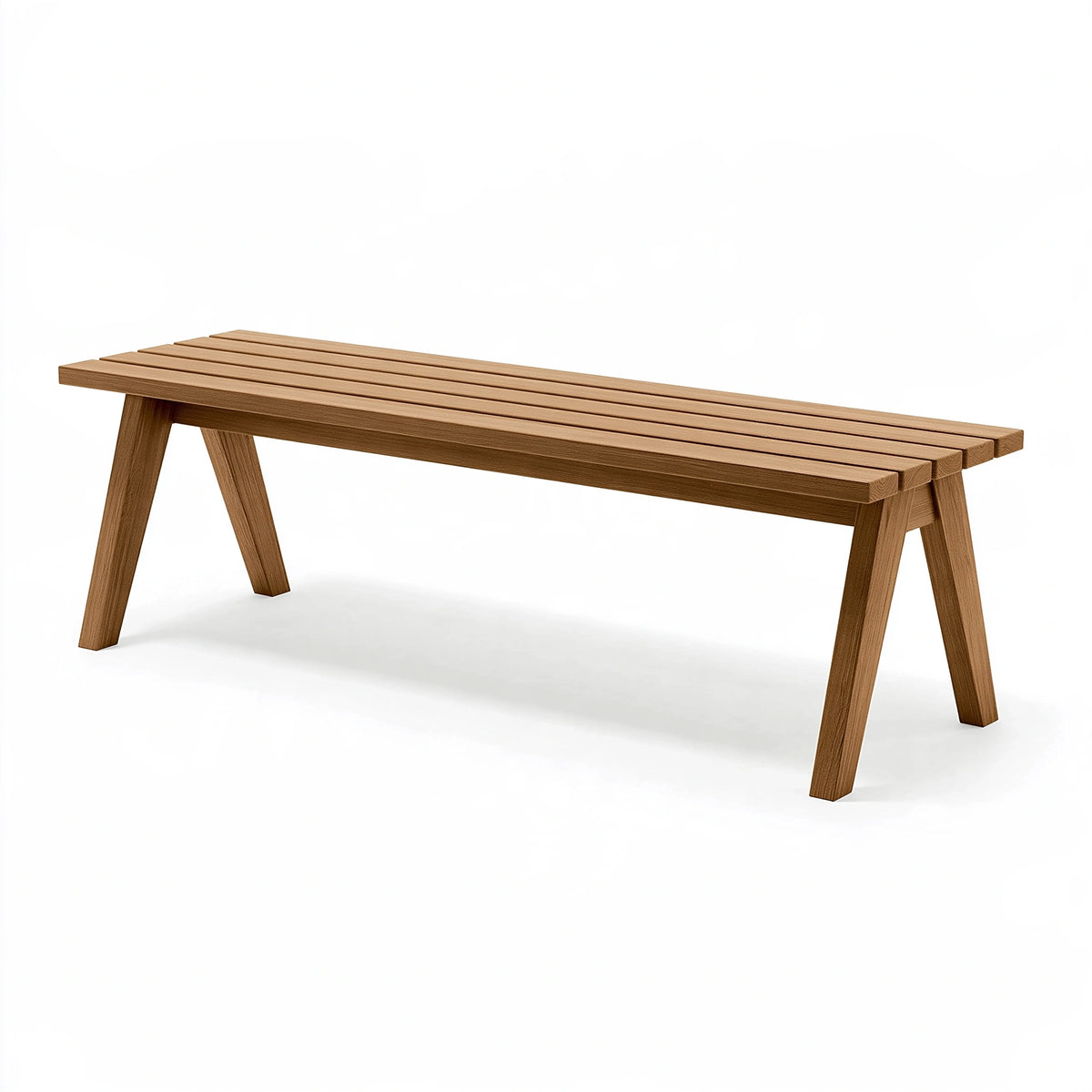 Banc de jardin 160 x 40 x 45 cm en bois brun à lattes style contemporain
