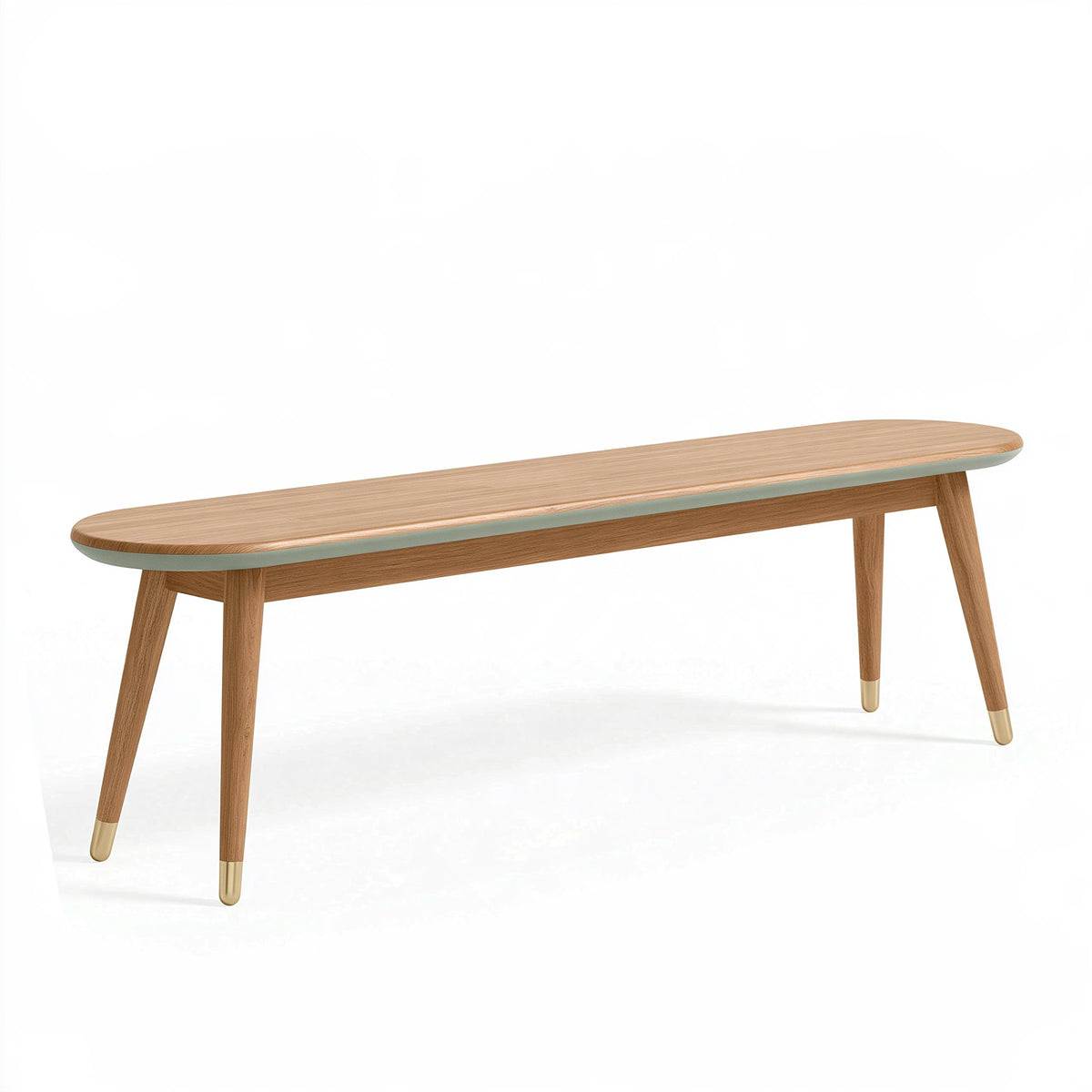 Banc 140 x 40 x 45 cm en bois marron vert et doré style contemporain pour entrée